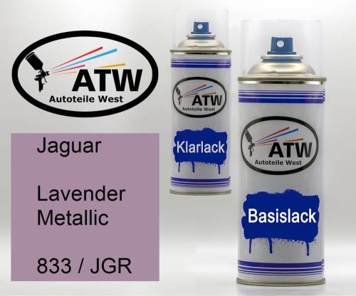 Jaguar, Lavender Metallic, 833 / JGR: 400ml Sprühdose + 400ml Klarlack - Set, von ATW Autoteile West.
